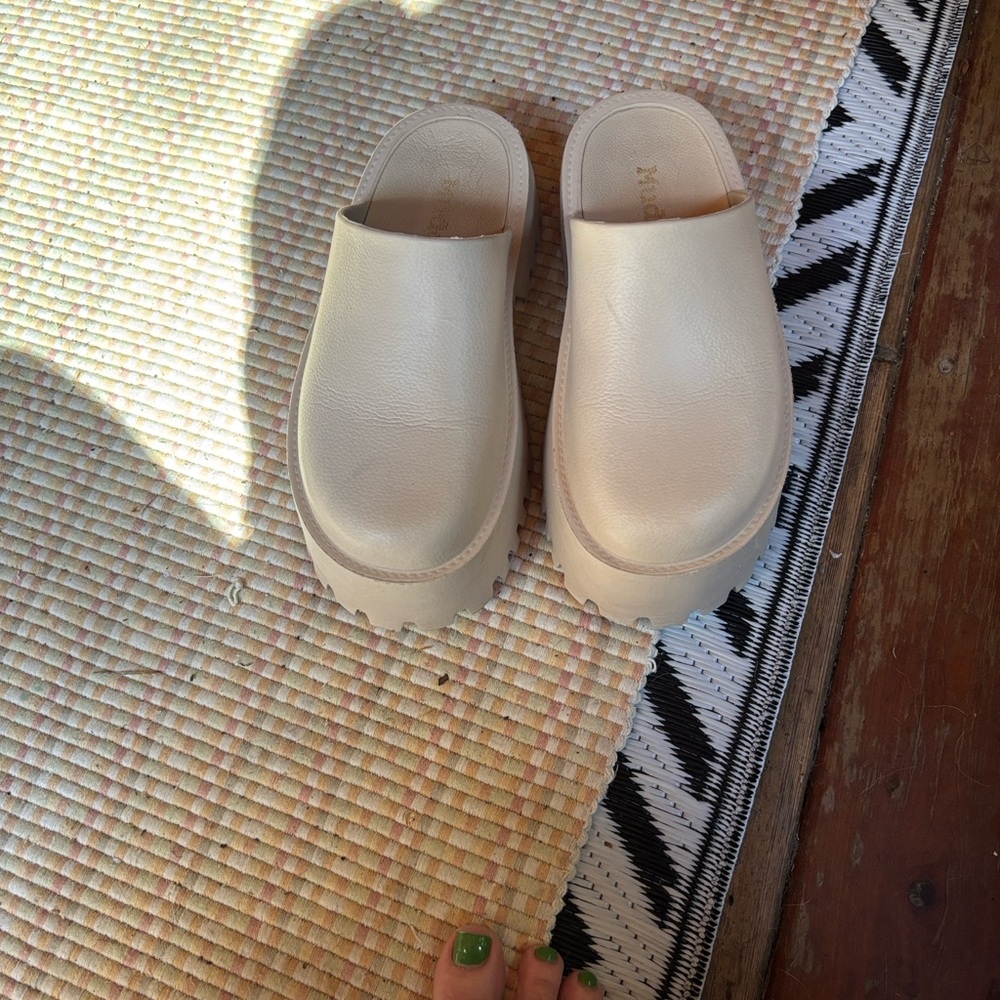Mudd Cream Platform Mules